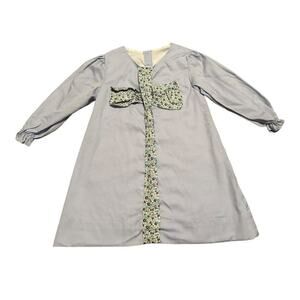 Adorable Smocked Threads by C&L Floral Trim Cotton Dress, Gray, Size 3T